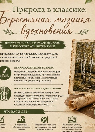 Афиша: Природа в классике: Берестяная мозаика вдохновения