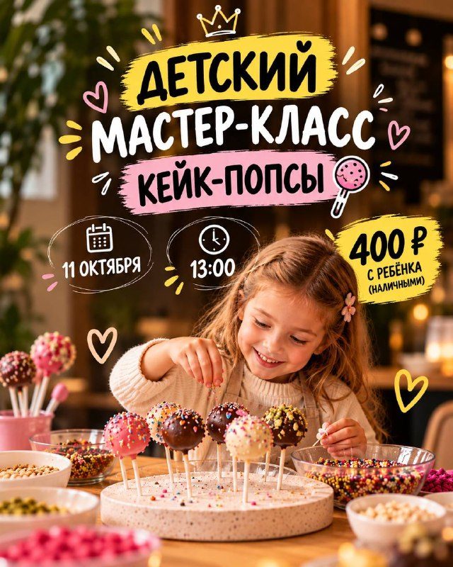 Афиша: Мастер-класс по приготовлению кейк-попсов