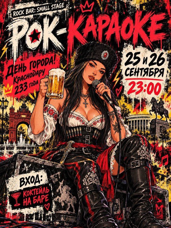 Афиша: Специальный праздничный рок-караоке кутеж в честь 233-го Дня Рождения Краснодара