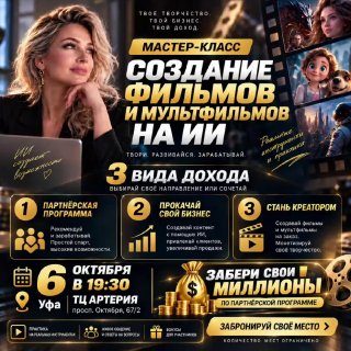 Афиша: Мастер-класс «Создание фильмов и мультиков на ИИ»